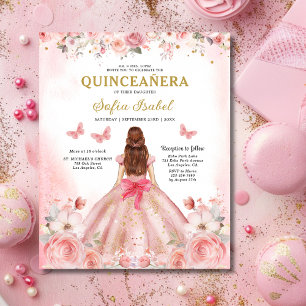 Budget Quinceañera Blush Pink Rose Floral