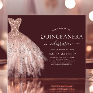 Budget Quinceanera Burgundy Blush Pink Rose Gold