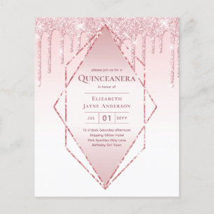 BUDGET Quinceanera Dripping Glitter Glamour 15th  Flyer