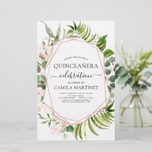 Budget Quinceanera Eucalyptus Rose Gold Geometric