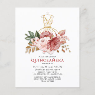 Budget Quinceanera Faux Gold Dress Floral