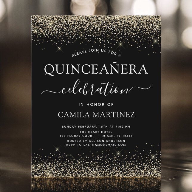 Budget Quinceanera Gold Black Modern Glitter (Creator Uploaded)