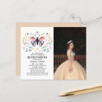 Budget Quinceañera Gold Butterfly Photo Floral