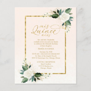 Budget Quinceanera Invitation Bilingual Pink Gold