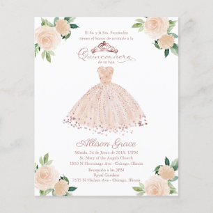 Budget Quinceanera Invitation Spanish Blush Gown