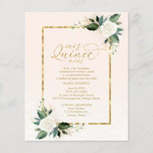 Budget Quinceanera Invitation Spanish Pink Gold