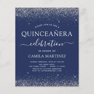 Budget Quinceanera Navy Blue Silver Glitter Flyer