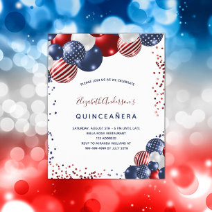Budget Quinceanera patriotic party invitation