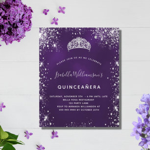 Budget Quinceanera purple silver glitter tiara
