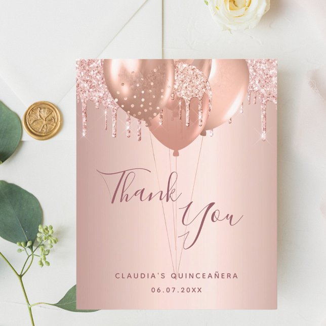 Budget Quinceanera rose gold blush thank you (Creator Uploaded)