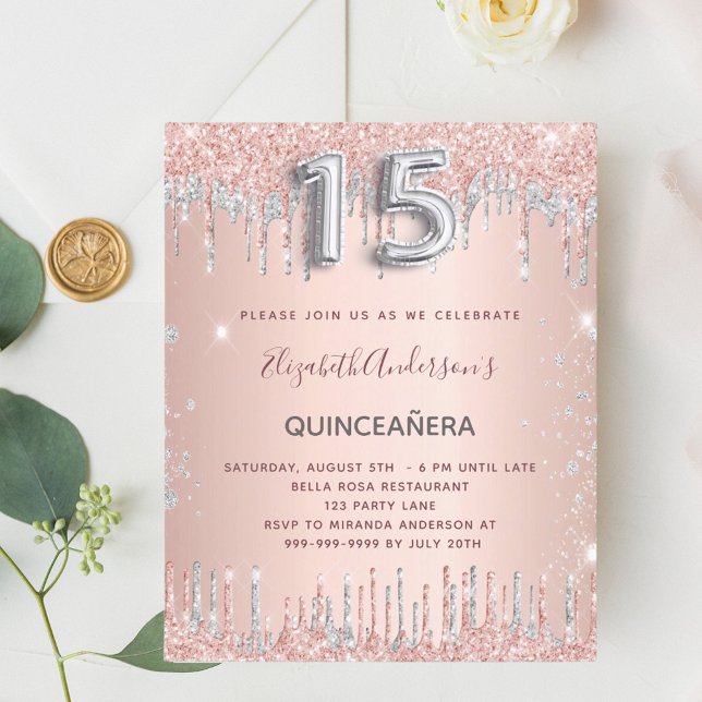 Budget Quinceanera rose gold silver glitter (Creator Uploaded)