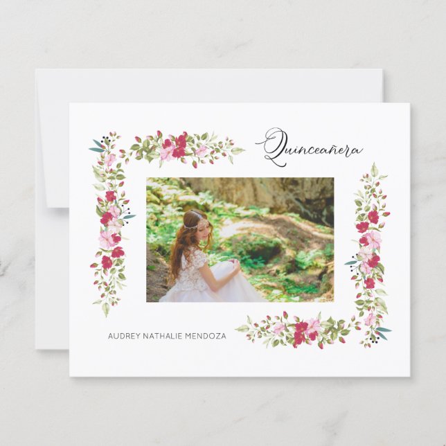 Budget Quinceañera Spanish Floral Photo  (Front)