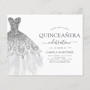 Budget Quinceanera White and Silver Glitter