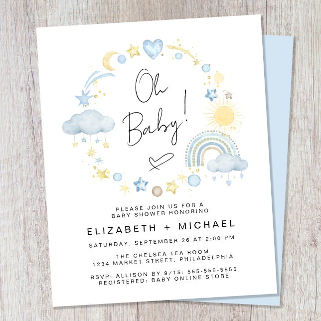 Budget Rainbow Baby Boy Couples Shower Invitation (Creator Uploaded)