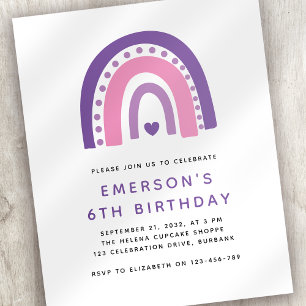 Budget Rainbow Kid's Birthday Party Invitation