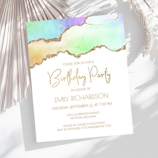 Budget Rainbow Pastel Gold Agate Geode Birthday (Creator Uploaded)