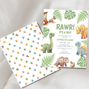Budget Rawr Its A Boy Dinosaur Baby Shower Invites