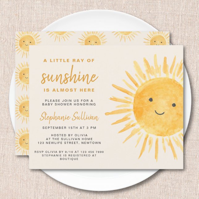 Budget Ray Of Sunshine Boho Baby Shower Invitation (Creator Uploaded)