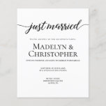 Budget Reception Only Wedding Photo Just married Flyer<br><div class="desc">Just Married script, customisable reception only wedding invitation. Simple, elegant and chic. Customise the wedding date, time, photo and details. Now that you can celebrate you can invite you guests and share a photo too. *this paper top is thin paper for budget invitations Contact info@lddesignloft.com if you need assistance with...</div>