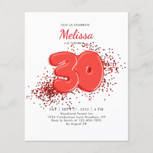 BUDGET Red 30th Balloons Confetti Adult Birthday