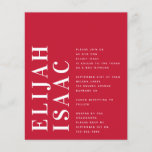 Budget Red Bah Mitzvah Invitation<br><div class="desc">Budget Bold Modern Bah Mitzvah Invitation **PLEASE READ BEFORE PURCHASING** 1. Budget stationery measures 4.5" x 5.6" and fits inside an A6 envelope. You can add white envelopes to your order. 2. Each sheet is one item - no cutting is required. 3. The default cardstock is bright white with a...</div>