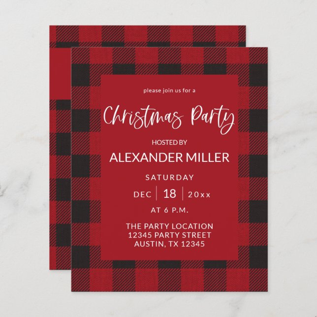 Budget Red Buffalo Plaid Flannel Christmas Party (Front/Back)