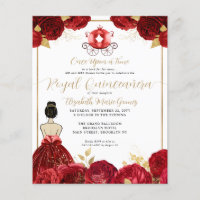 Budget Red Burgundy Cinderella Royal Quinceanera