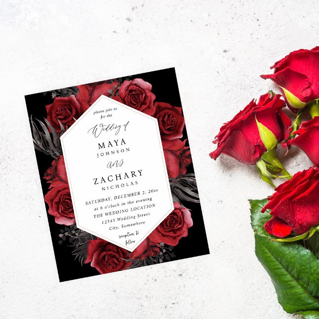 Budget Red Floral & Black Wedding - Black Flyer (Creator Uploaded)