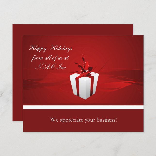 Budget Red Gift Business Holiday Card (Front/Back)