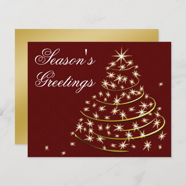 Budget Red Gold Christmas Tree Holiday Card (Front/Back)