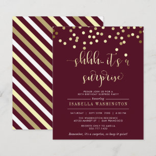 Budget Red & Gold Confetti Surprise Birthday Party