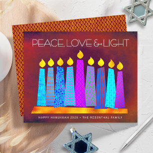 Budget Red Hanukkah Candles Peace Love Light Card
