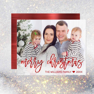 Budget Red Merry Christmas Glitter Script Photo