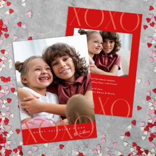 Budget Red Modern XOXO Photo Valentine's Day Holiday Card
