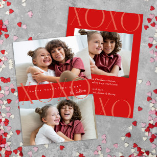 Budget Red Modern XOXO Photo Valentine's Day Holiday Card