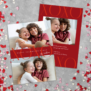 Budget Red Modern XOXO Photo Valentine's Day Holiday Card