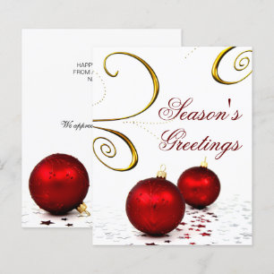 Budget Red Ornaments Business Holiday Card