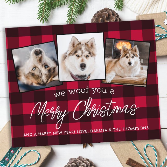 Budget Red Plaid Custom Pet Dog Photo Christmas (Creator Uploaded)