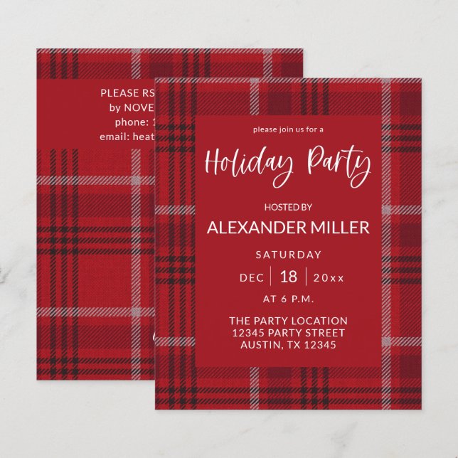 Budget Red Plaid Flannel Holiday Party (Front/Back)