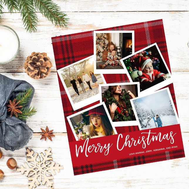 Budget Red Plaid Instant Multi Photo Christmas Flyer (Creator Uploaded)