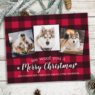 Budget Red Plaid Pet Photo Collage Dog Holiday