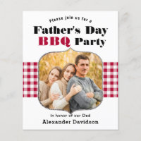 BUDGET Red Plaid Photo Father's Day BBQ Invitation