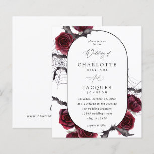 Budget Red Rose Halloween Bats Wedding- White