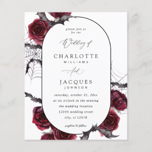 Budget Red Rose Halloween Bats Wedding- White Flyer