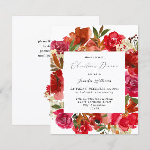 Budget Red Rose & Pink Floral Christmas Dinner