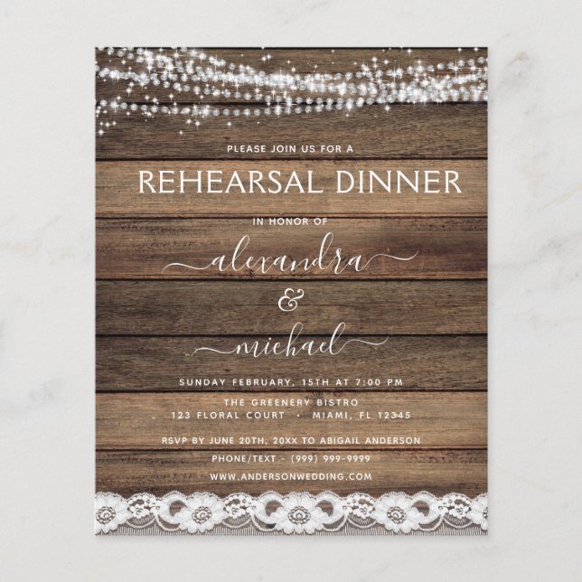 Budget Rehearsal Dinner Rustic Farmhouse Flyer (Front)