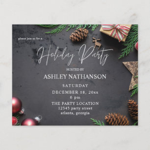 Budget Reindeer & Pine Rustic Holiday Party Flyer