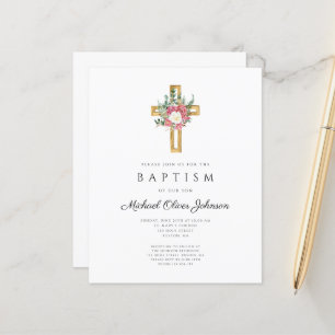 Budget Religious Cross Pink Floral Baptism