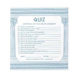Budget Retirement party quiz Notepad