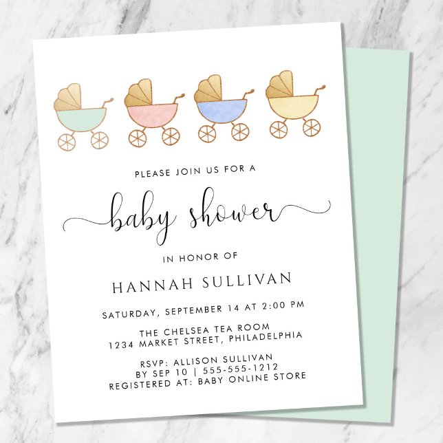 Budget Retro Carriages Baby Shower Invitation (Creator Uploaded)